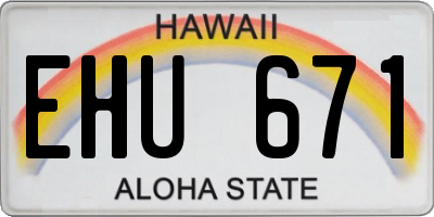 HI license plate EHU671