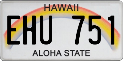 HI license plate EHU751