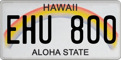 HI license plate EHU800