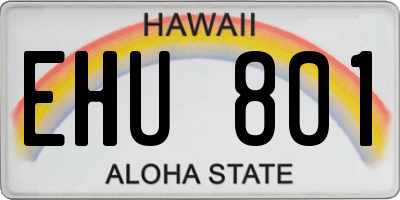 HI license plate EHU801