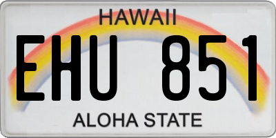 HI license plate EHU851