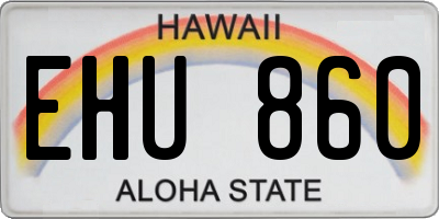 HI license plate EHU860