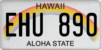 HI license plate EHU890