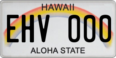 HI license plate EHV000