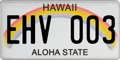 HI license plate EHV003