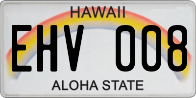 HI license plate EHV008