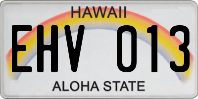 HI license plate EHV013