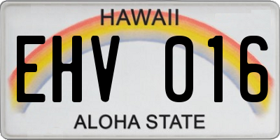 HI license plate EHV016