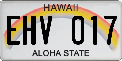 HI license plate EHV017