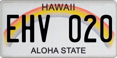 HI license plate EHV020