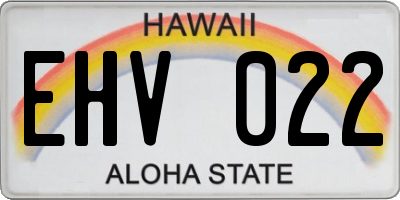 HI license plate EHV022