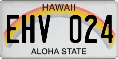 HI license plate EHV024