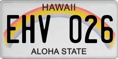 HI license plate EHV026
