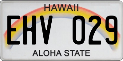 HI license plate EHV029