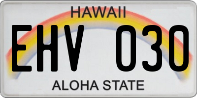 HI license plate EHV030