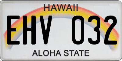 HI license plate EHV032