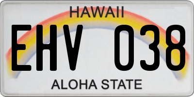 HI license plate EHV038