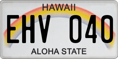 HI license plate EHV040