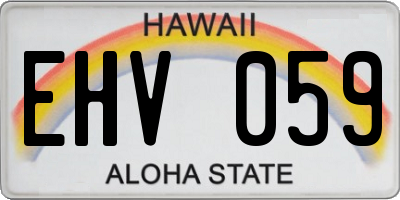 HI license plate EHV059