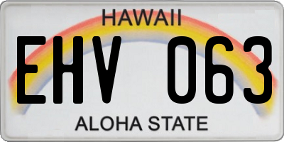 HI license plate EHV063