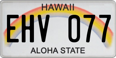 HI license plate EHV077