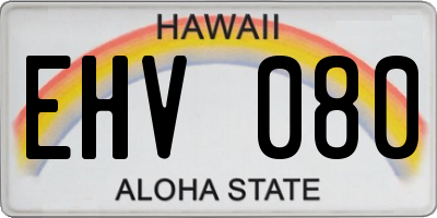 HI license plate EHV080