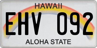 HI license plate EHV092