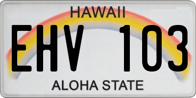 HI license plate EHV103