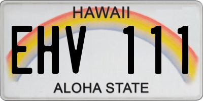 HI license plate EHV111