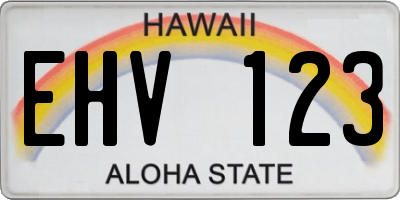 HI license plate EHV123