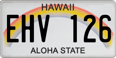 HI license plate EHV126