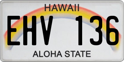 HI license plate EHV136