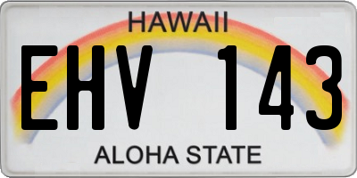 HI license plate EHV143
