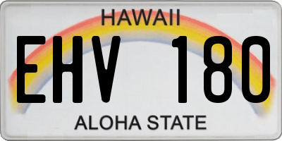 HI license plate EHV180