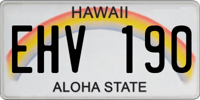 HI license plate EHV190