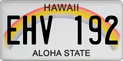 HI license plate EHV192