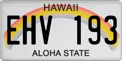 HI license plate EHV193