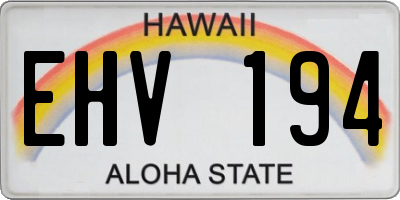 HI license plate EHV194