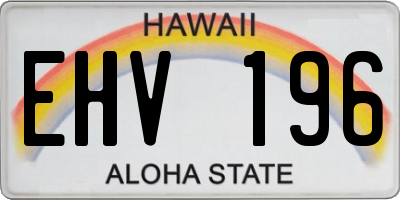 HI license plate EHV196