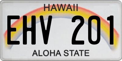 HI license plate EHV201