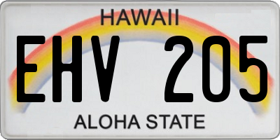 HI license plate EHV205