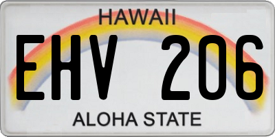 HI license plate EHV206