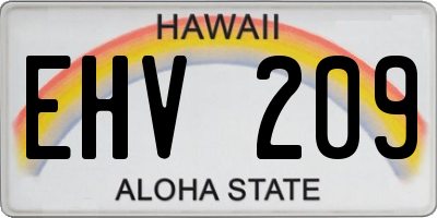 HI license plate EHV209