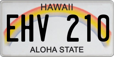 HI license plate EHV210