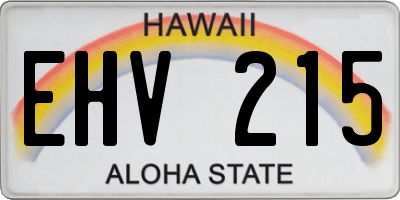 HI license plate EHV215