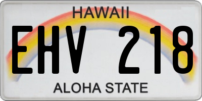HI license plate EHV218