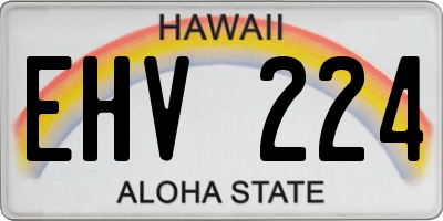 HI license plate EHV224