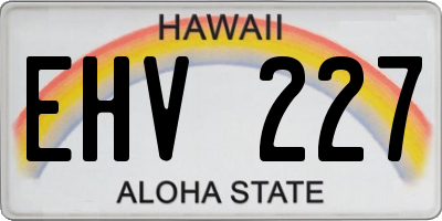 HI license plate EHV227