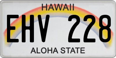 HI license plate EHV228