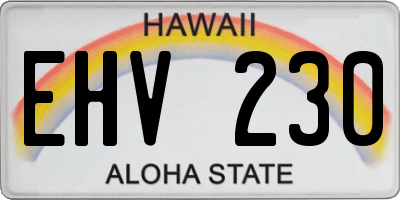 HI license plate EHV230